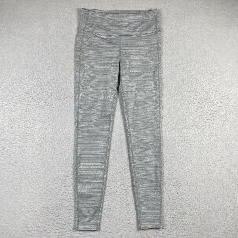 Athleta Leggings Womens Medium‎ Gray Silver High Rise Jacquard Chaturanga Tight